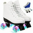 thumbnail image 1 of GAMBE Roller Skates for Women and Men Cowhide High-Top Shoes Classic Double-Row Roller Skate Four-Wheel Roller Skates for Men Girls Unisex(Women's 10.5 / Men's 9), 1 of 8