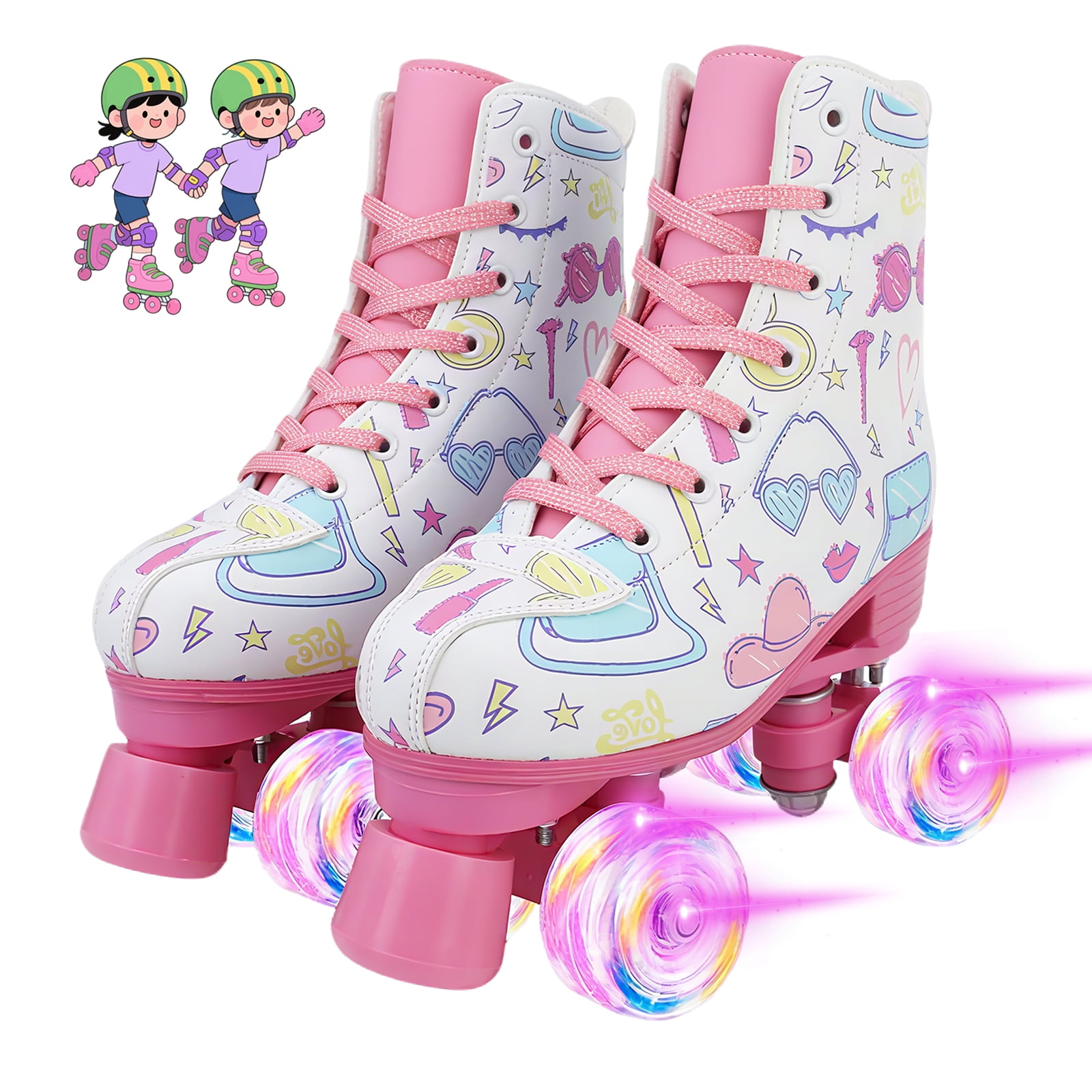 GAMBE Roller Skates For Girls High top PU Leather Rollerskates Light Up gambe-roller-skates-for-girls-high-top-pu-leather-rollerskates-light-up