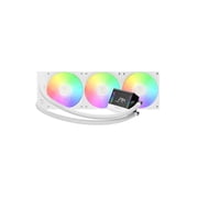 GAMDIAS CHIONE E4 360mm V2 AIO CPU Cooler & ARGB Liquid Cooler with Digital Display, 2600 RPM Pump, Clean Cable Design, 3X 120mm PWM Fan with MOBO Sync, Intel LGA 1700/1200, AMD AM5/AM4 - White