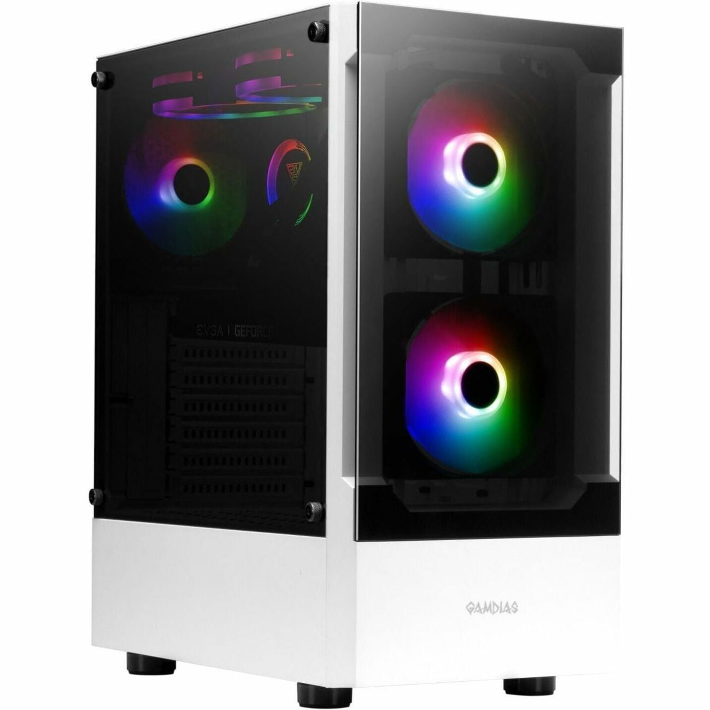 TALOS E3, ATX PC Case, White Gaming Case with 3 Built-in 120mm ARGB Fans, Tempered Glass Panels by Gamdias