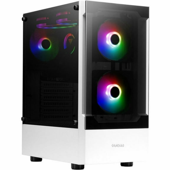 TALOS E3, ATX PC Case, White Gaming Case with 3 Built-in 120mm ARGB Fans, Tempered Glass Panels by Gamdias