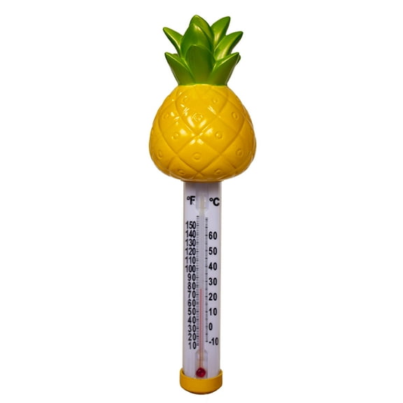 GAME 13027-BB Pineapple Spa and Pool Thermometer, Shatter-Resistant Casing Tether Included, Fahrenheit and Celsius, 9-in ht x 2-1/2-in dia, Non-Toxic Mercury Free Liquid