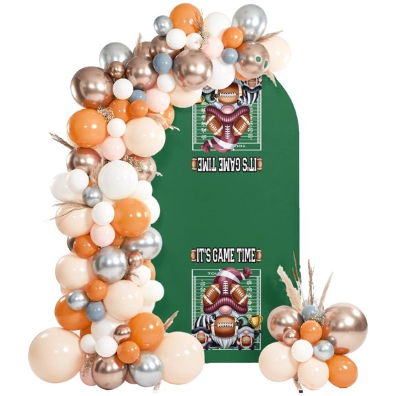 IT'S GAME Arch Backdrop Cover 4 FT, TIME Rugby Sport Hat Gnome Retro Green Modern Wedding Arch Cover Stretchy Backdrop Stands Covers for Birthday Party Ceremony Banquet Decor