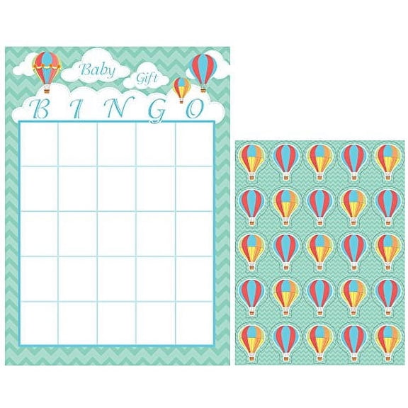 Up, Up & Away Hot Air Balloon Baby Shower Birthday Party Activity Bingo Game