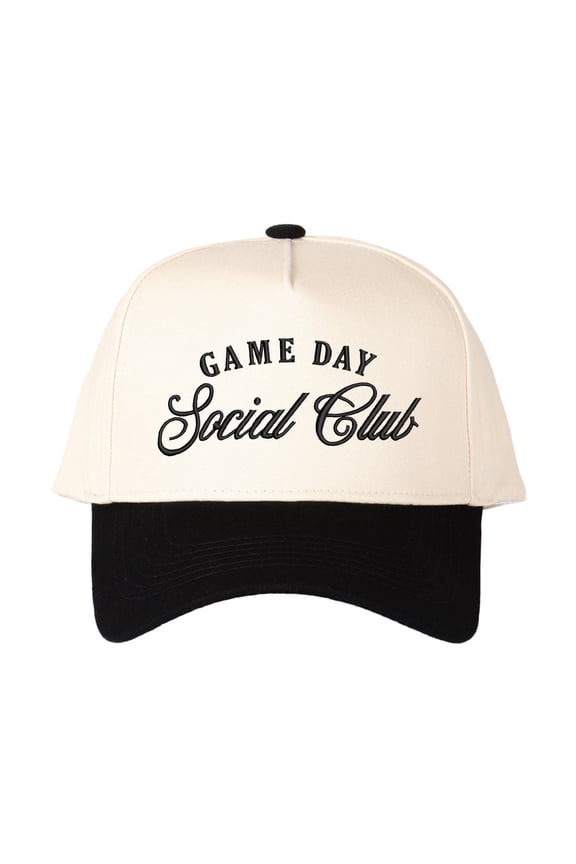 GAME DAY Social Club Letter Embroidered Color Block Trucker Hat Unisex Adjustable Cotton Breathable Fashion Cap for Travel Daily Wear
