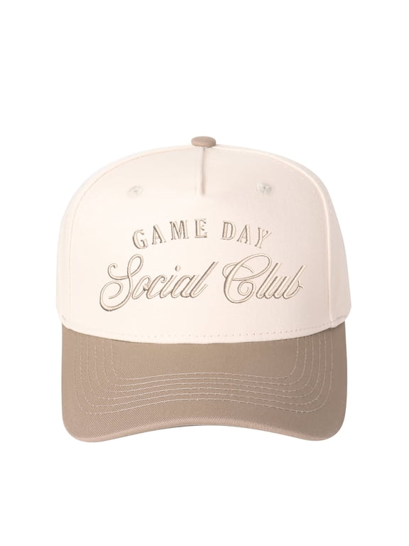 GAME DAY Social Club Letter Embroidered Color Block Trucker Hat Unisex Adjustable Cotton Breathable Fashion Cap for Travel Daily Wear