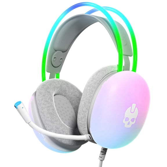 GAME PUNK Nova Light Translucent RGB Wired Gaming Headset with Mic: Compatible with PC, Xbox Series X/S, PlayStation 5/4, Nintendo Switch, Tablet, Smartphones Passive Noise Cancelling