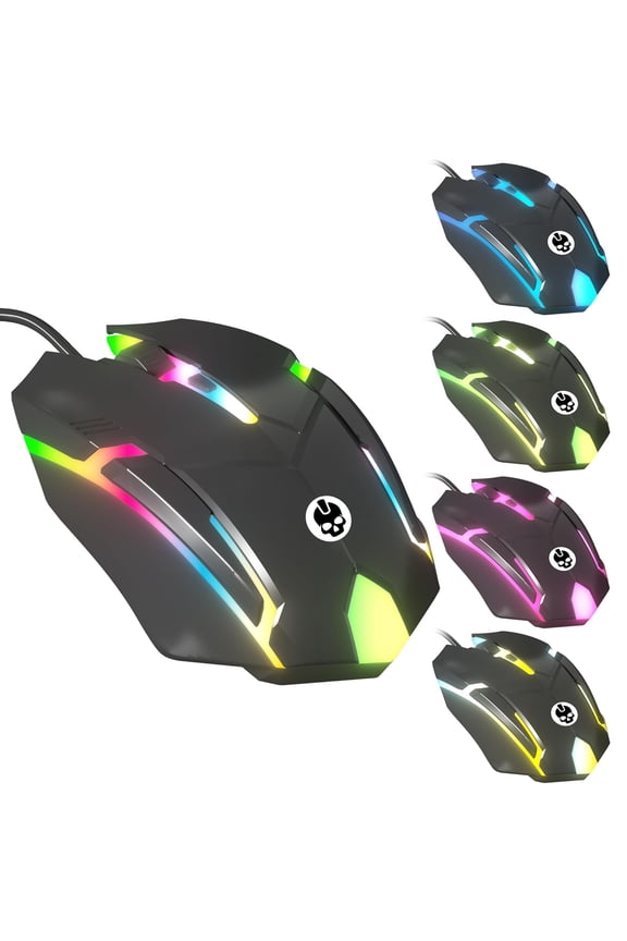 Phantazma Wired Gaming Mouse |Gaming Accessories, Computer Mouse with RGB LED Lights |Ergonomic Mouse for Gaming PC |Compatible w/Laptops, PS5, Xbox Series X/S | Up to 1500 DPI Support Mode
