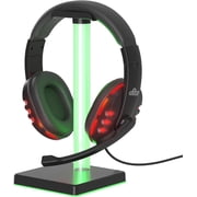 GAME PUNK Royale-Duo LED Gaming Headset and Stand, Wired Over-Ear Headphones with Mic and Headset Holder, RGB Desk Accessories, Compatible with PC, Laptop, Xbox Series X/S, PS4/5, Nintendo Switch