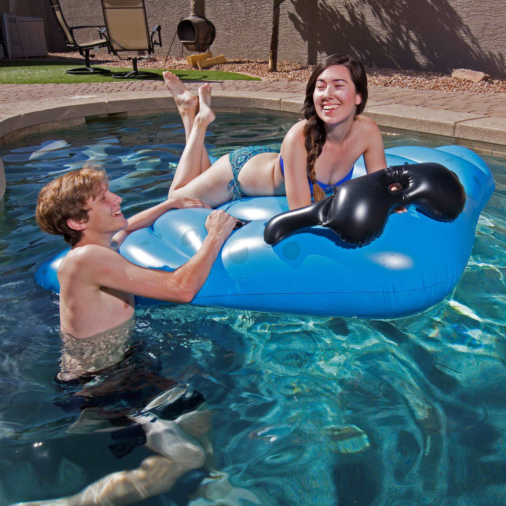 GAME Stingray Pool Float Inflatable Ride On with Handles Cup