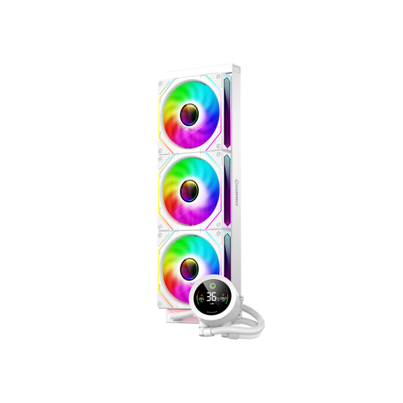 GAMEMAX 360 Digital WH, Liquid CPU Cooler 360mm Addressable ARGB Pump Fans 290W TDP AIO Water Cooler