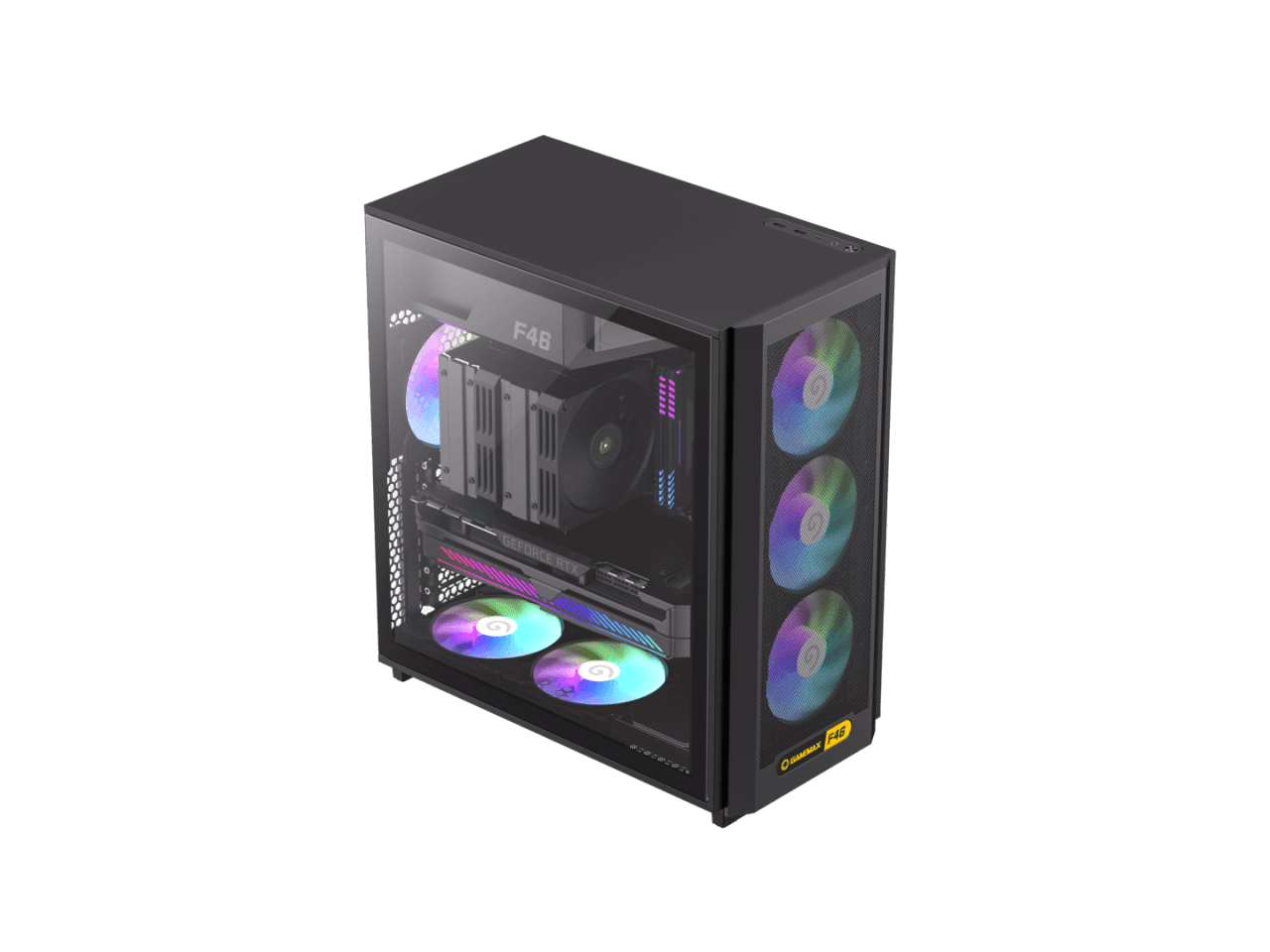 GAMEMAX F46BK Black USB3.0/Type C Tempered Glass Mid-tower ATX Computer ...