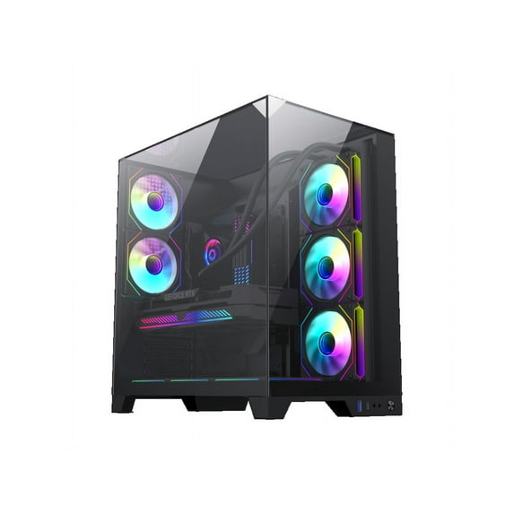 GAMEMAX Infinity Plus Black USB3.0 / Type C ATX Mid-Tower Gaming Computer Case w/3 x Tempered Glass Side Panel (Fans Not Included)