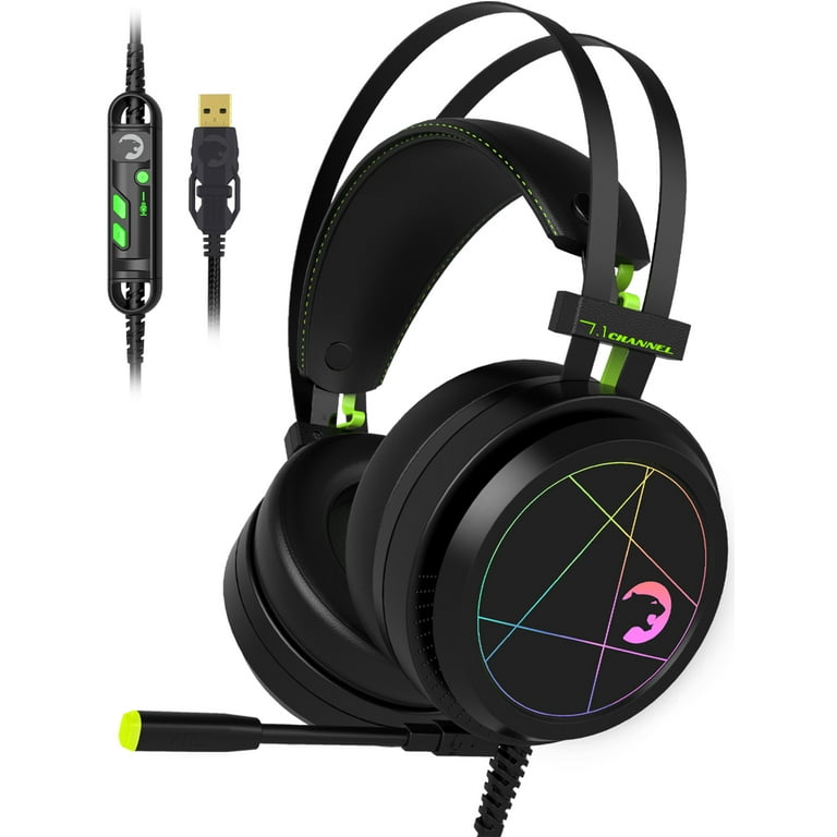 GAMEPOWER Medusa USB Gaming Headset 7.1 Virtual Surround Sound Wired Led Headphones with 50MM Drivers Comfort Design 360 Spatial Audio Noise