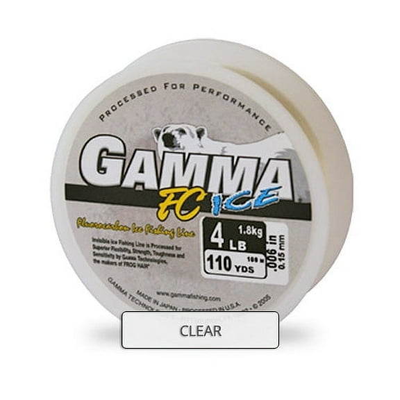 GAMMA Fluorocarbon Ice Fishing Line, Clear, 110yd, 6lb