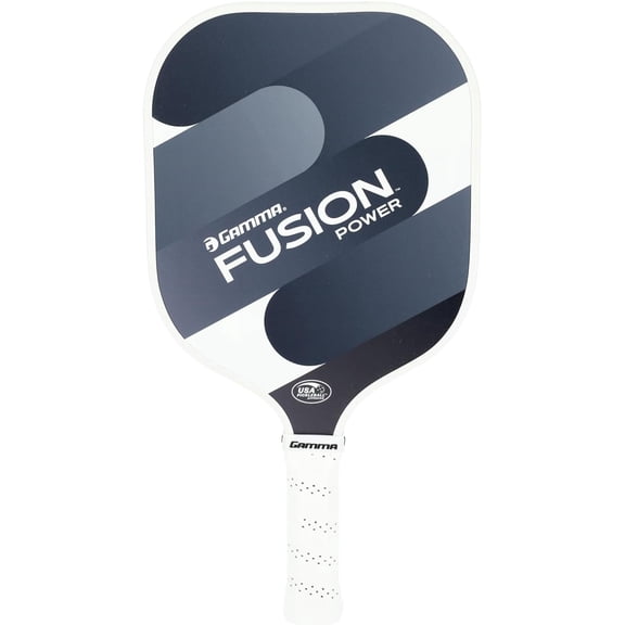 GAMMA Fusion Power Pickleball Paddle, 8.25 in. Wide Fiberglass Surface, Black, 8.0 oz.