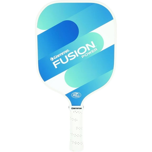 GAMMA Fusion Power Pickleball Paddle, 8.25 in. Wide Fiberglass Surface, Blue & Green, 8.0 oz.
