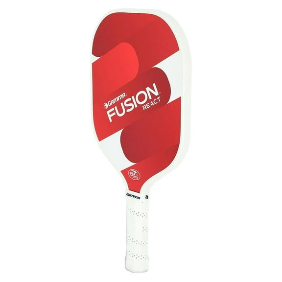 GAMMA Fusion React Pickleball Paddle, Fiberglass Surface, Red, 7.9 oz.