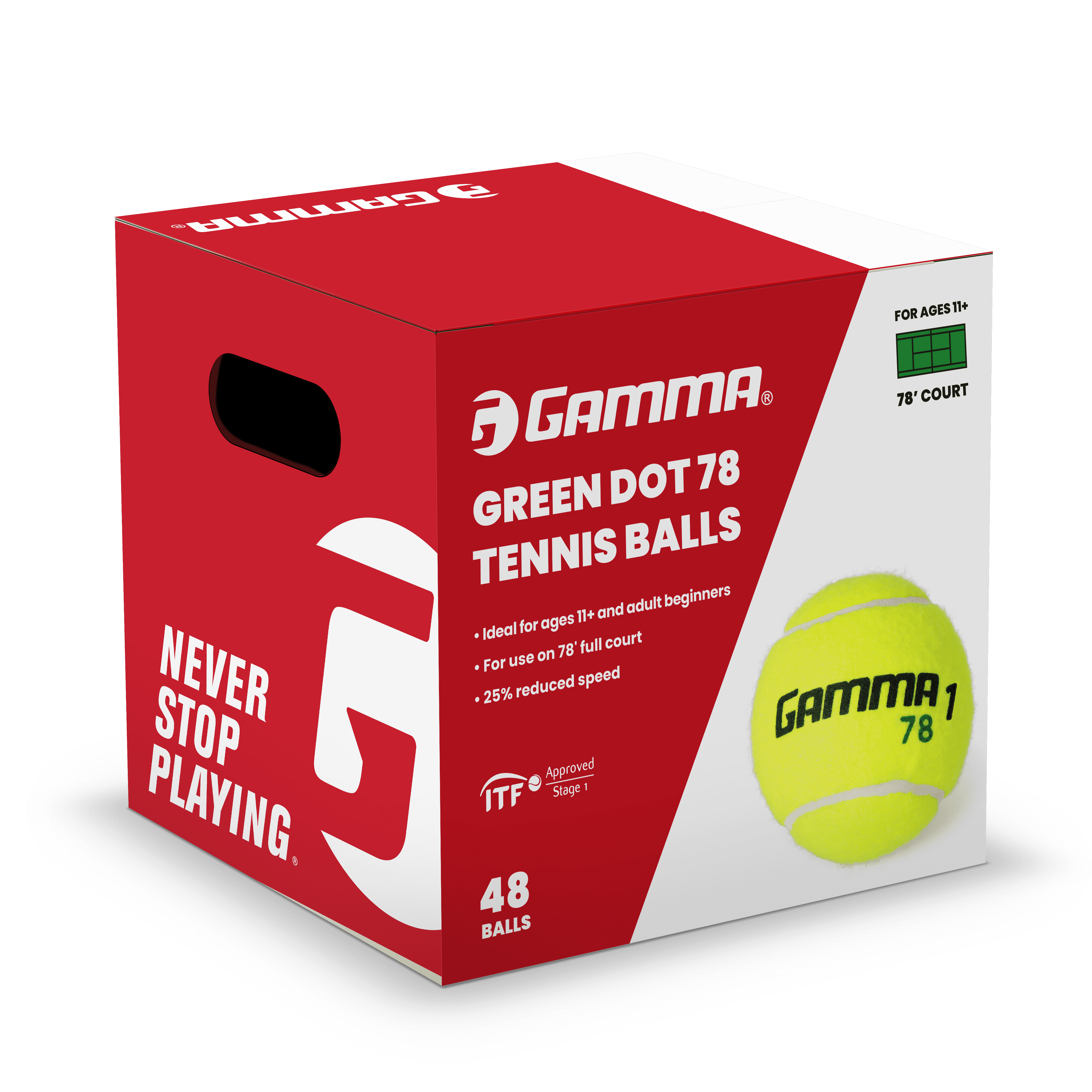 GAMMA Green 78 Dot Training Tennis Balls for Kids & Beginners, Box of 48