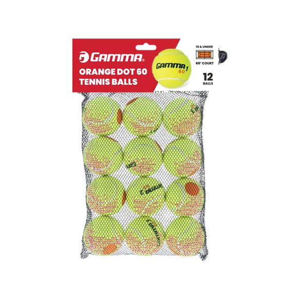 GAMMA Orange 60 Dot Training Tennis Balls for Kids & Beginners, Bag of 12