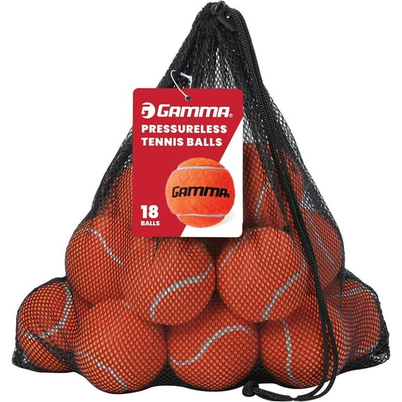 GAMMA Pressureless Tennis Balls, Orange, Bag of 18