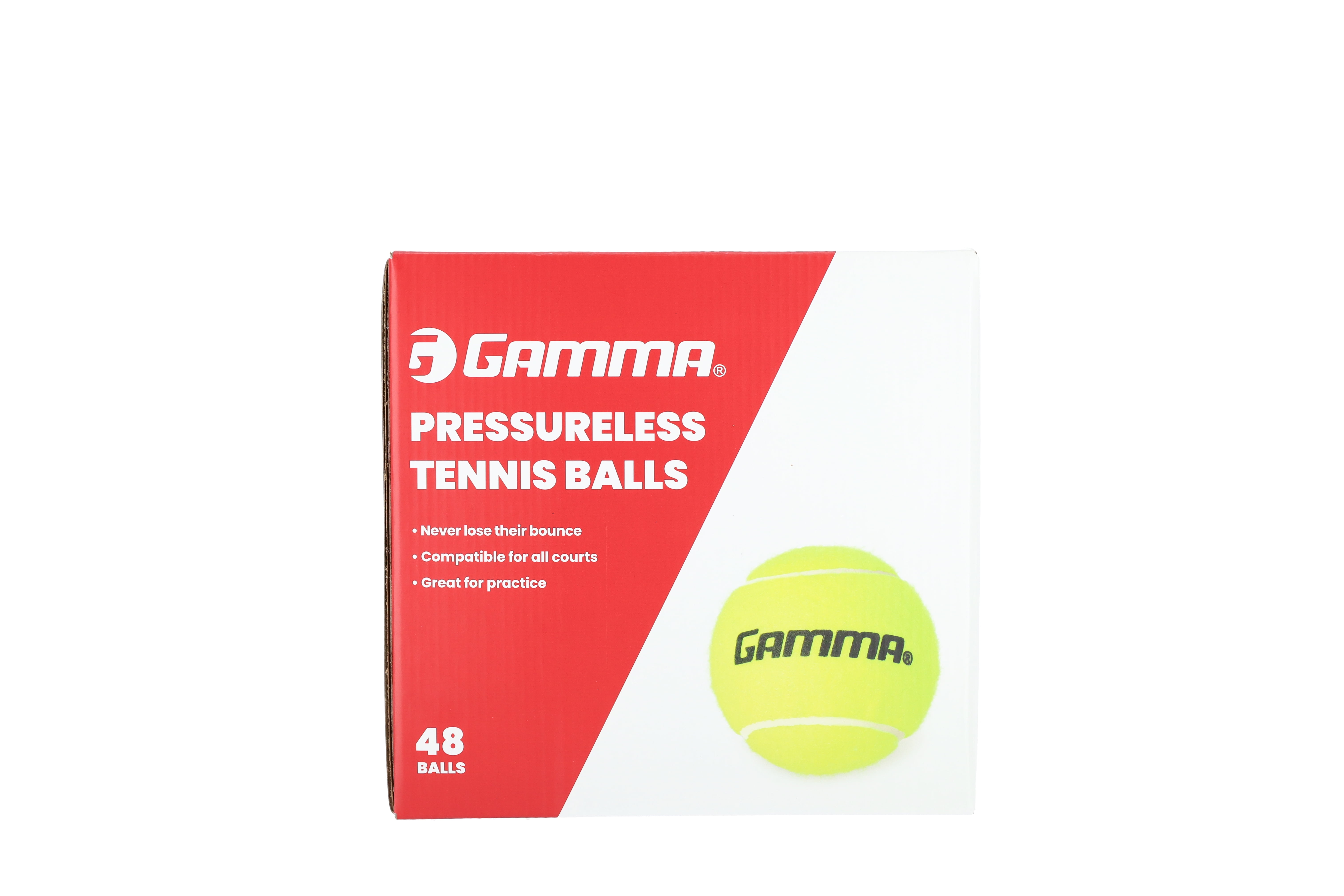 GAMMA Pressureless Tennis Balls, Yellow, Box of 48