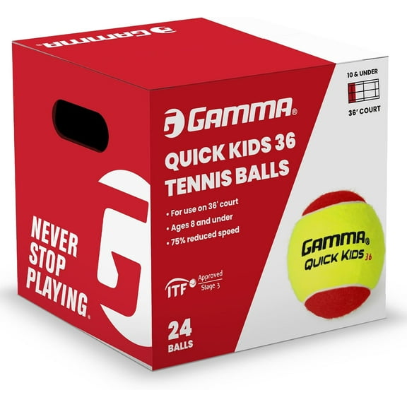 GAMMA Quick Kids 36 Training Tennis Balls for Kids & Beginners, Box of 24