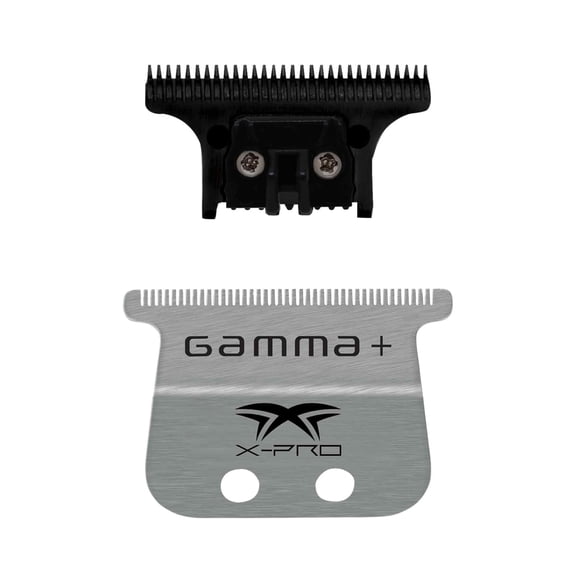 GAMMA+ Replacement X-Pro Wide Stainless Steel with Black Diamond Carbon DLC The One Cutting Trimmer Blade Set