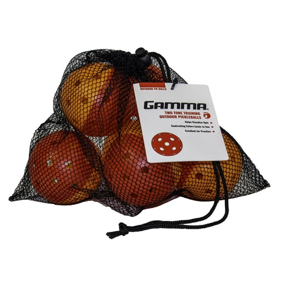 GAMMA Two Tone Outdoor Pickleballs 6 Pack Red Orange