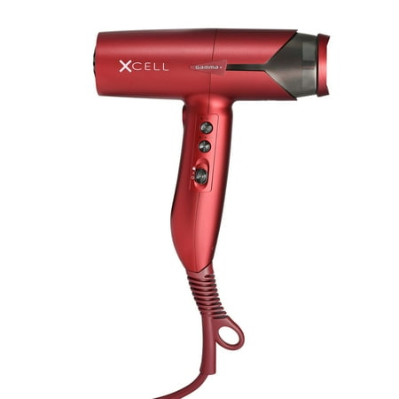 GAMMA+ XCell Professional Ultra-Lightweight Hair Dryer Digital Motor Ionic Technology Whisper Quiet 12 Heat and Speed Settings, Matte Red