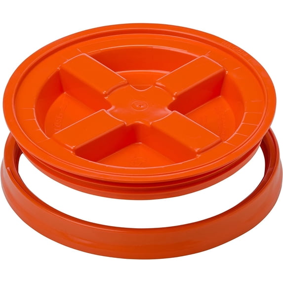 GAMMA2 Gamma Seal Lid - Pet Food Storage Container Lids - Fits 3.5, 5, 6, & 7 Gallon Buckets, Orange, Made in USA
