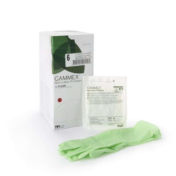 GAMMEX Non-Latex PI Green Disposable Sterile Polyisoprene Surgical Glove Standard Cuff Length SIZE 6 20685260 50 per Box