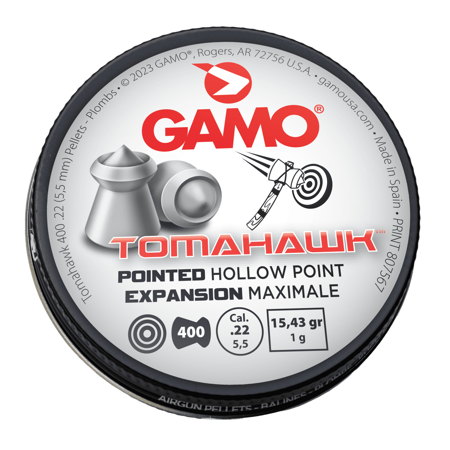 GAMO Tomahawk Pointed HP .22 400 Count (15.43 gr), 6322545CP54