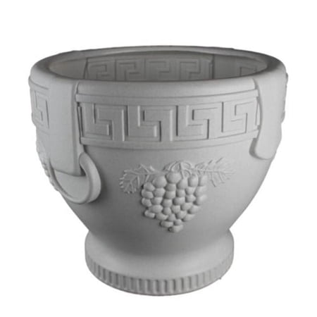 GAN EDEN 12.25" Round Green Plastic Grape Pattern Urn Planter with Weather-Resistant