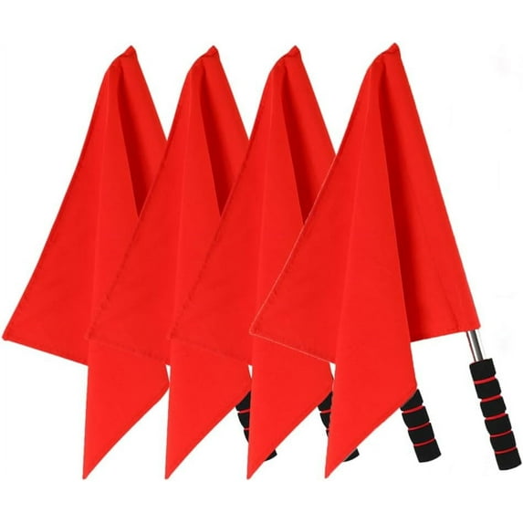 GANAZONO 4pcs Referee Flag Volleyball Line Judge Flags Stainless Steel Sponge Handle Track and Field Sports Training Flag for Volleyball Referee Equipment 45x36cm