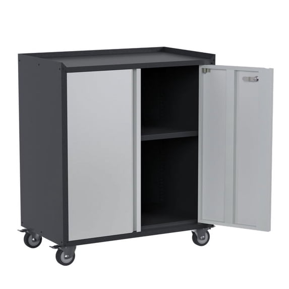 GANGMEI Metal Rolling Tool Chest,Solid Garage Storage Cabinet with Wheels, Two Door Mobile Cabinet for Garage, Toolhouse,Assembly Required