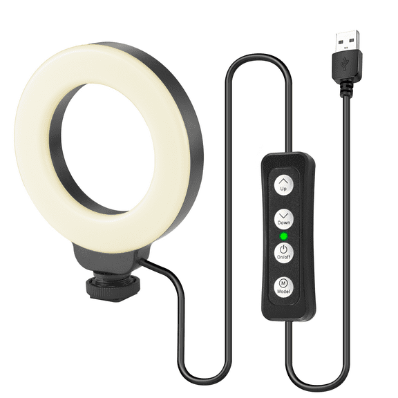 GANGXUN 4" Ring Light with 48 LEDs, 3200K-6500K Adjustable Color Temperature, CRI95+, USB Powered with Wired Remote – For Phone, Computer & Camera