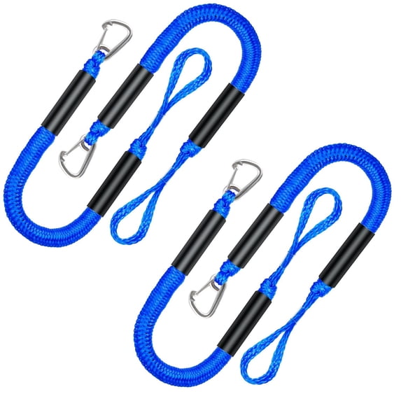 GANGXUN Bungee Dock Lines with Clips 2FT (4 Pack) – 1800LB Shock Absorbing Boat Ropes for Jet Ski, Kayak, Truck