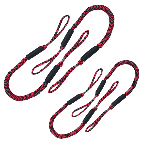 GANGXUN Bungee Dock Lines with Float Design, 2.5FT+3FT 4 Pack – for Boats, Jet Skis, Canoes & More