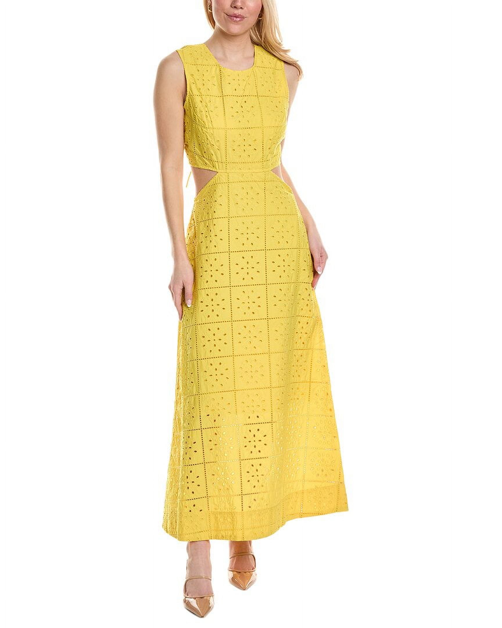 GANNI Womens Broderie Anglaise Dress 40 Yellow