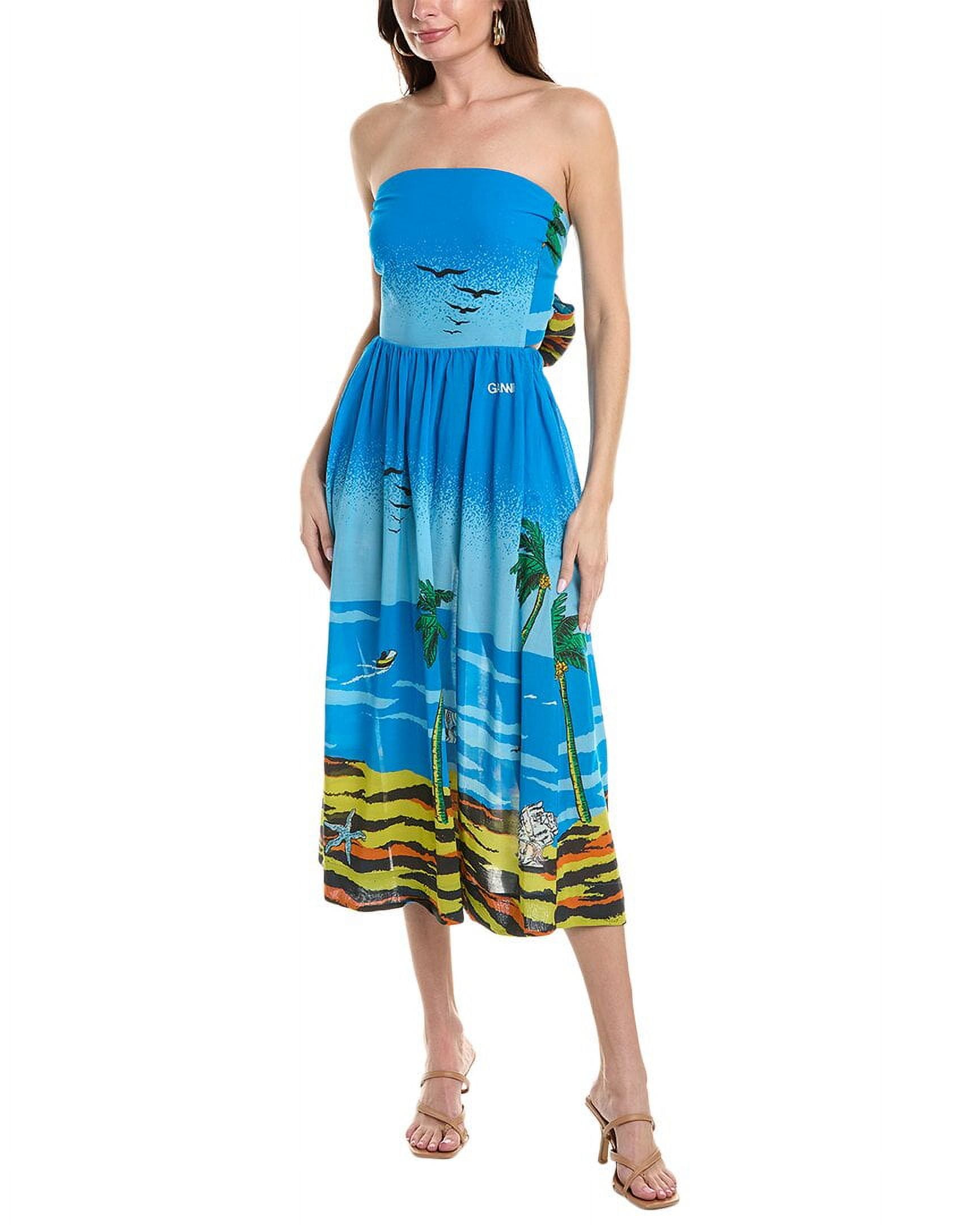GANNI womens Light Tie-Band Multifunctional Midi Dress, XXS/XS 