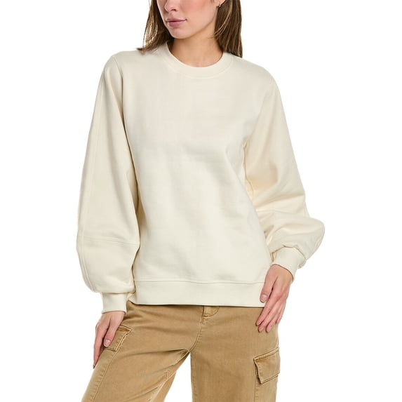 GANNI womens Puff Sleeve Sweatshirt, S, White