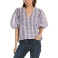 thumbnail image 1 of GANNI womens  Seersucker Blouse, 42, Purple, 1 of 3
