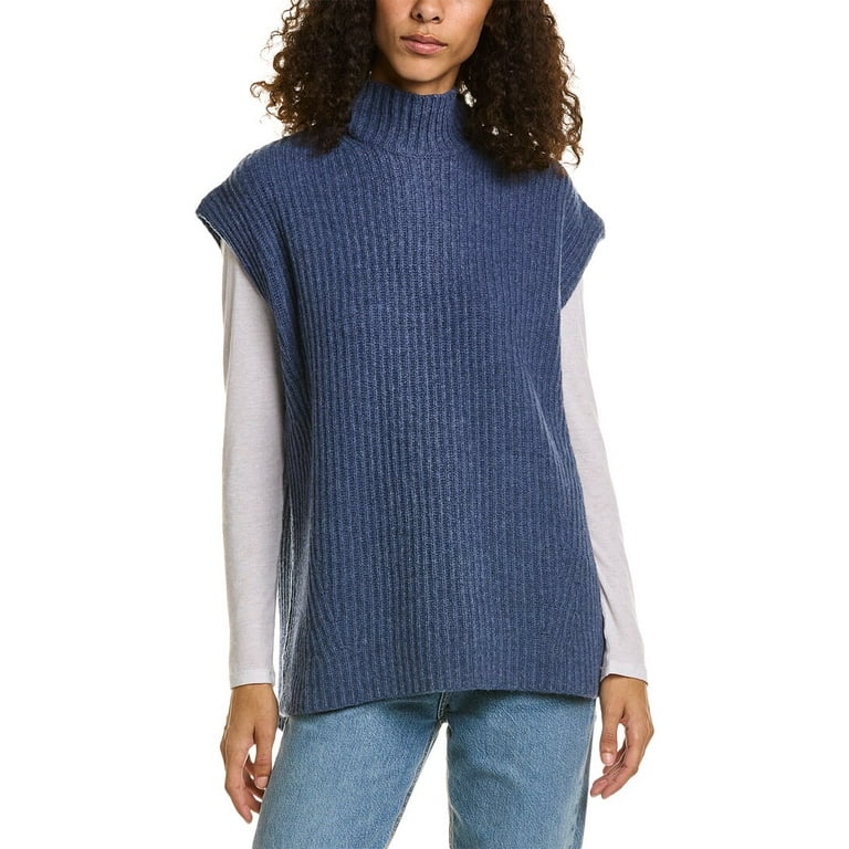 GANNI womens Wool Blend Sweater Vest XS Blue Walmart
