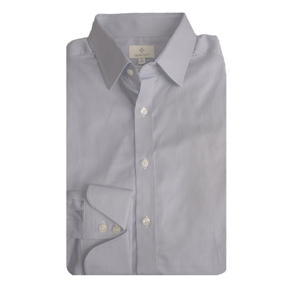 GANT DIAMOND G Men's Graphite Pique Stripe Fitted Town 385075 Size Medium