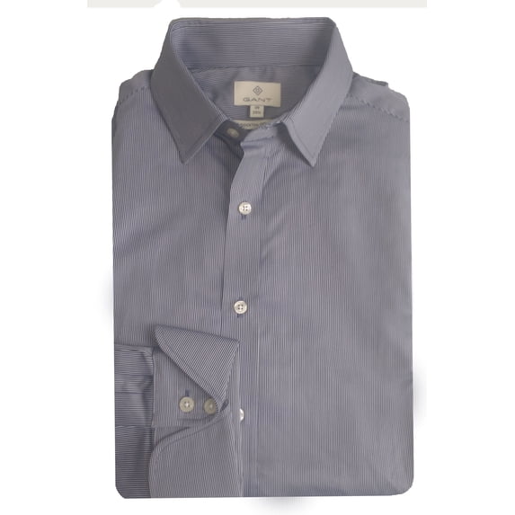 GANT DIAMOND G Men's Indigo Pique Stripe Fitted Town 385075 Size Medium