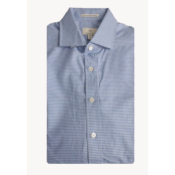 GANT DIAMOND G Men's Sky Luxe Twill Check Fitted Spread Shirt 369017 Sz 40