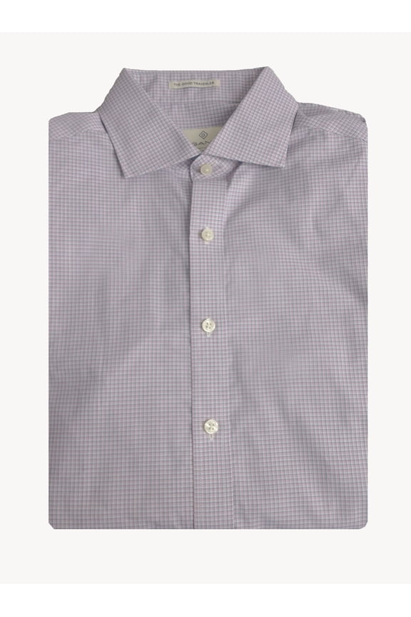 DIAMOND G Men's Sky Madras Check Fitted Spread Collar 303827 Size 40