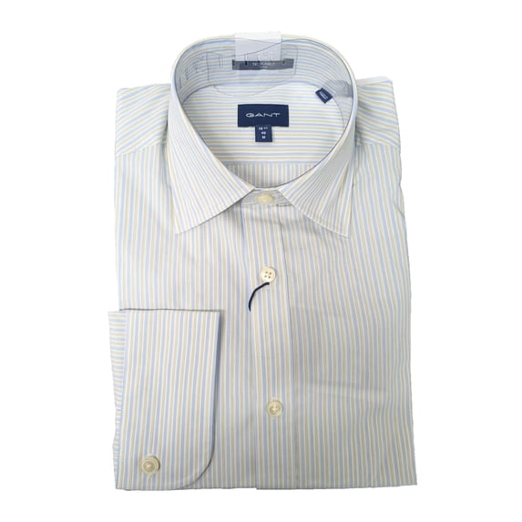 GANT Lemon Slim Tech Prep Broadcloth Stripe Point Shirt 3053216 Size M