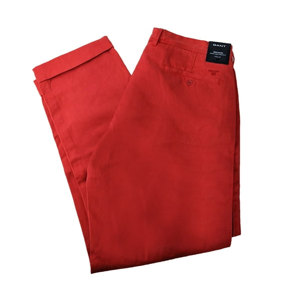 GANT Men's Bright Red New Haven Classic Preppy Chinos Size 34/34